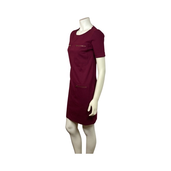 J Crew Zipper Ponte Dress In Burgandy Size 2 Style #B4094 - Picture 3 of 11